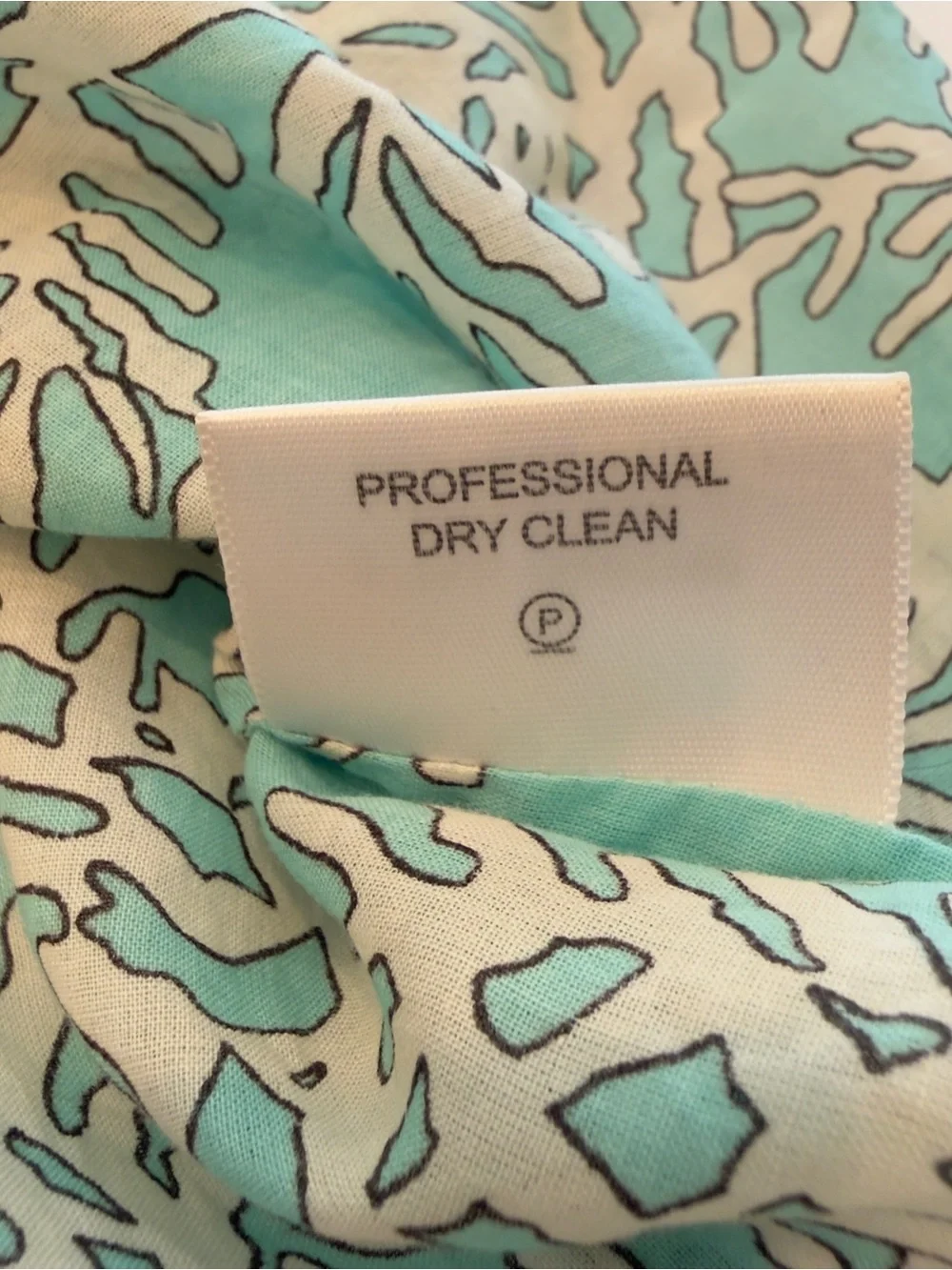 Tory Burch Aqua and White Coral-Print Button Down Utility Shirt Size 2
